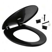 1pc Universal Toilet Seat Cover, Durable & Easy To Install, Anti-Pollution Toilet Lid For Home Use - Black - View 3