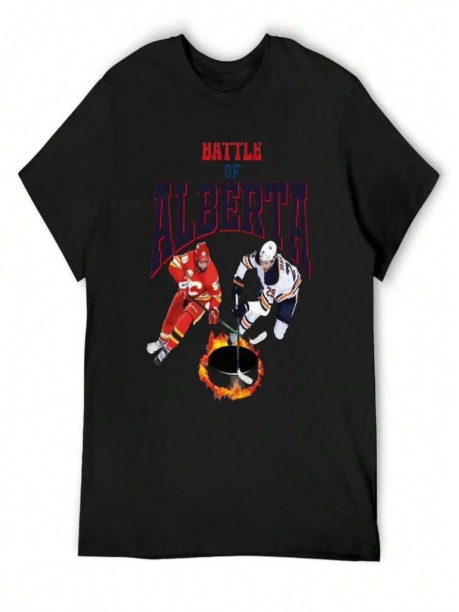 Battle Of Alberta Hockey T-Shirt Anime Tshirt Gifts For Boyfriend Designer Shirts Luxury T-Shirt Men Clothings - Black - View 1