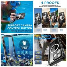 Funda Impermeable para 16 Pro con, Resistente a la Nieve, al Polvo y a los Golpes, certificacin IP68, proteccin Corporal Real de 360 u200Bu200BGrados, Totalmente sellada bajo el Agua - Negro con Magsafe_03 + iphone 16 Pro Max - Ver 1