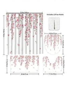 1 buc perdea de duș roz cu flori de cireș japoneze Sakura florale de primăvară decorative perdea de baie decor de Crăciun