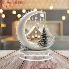 ديكور كوخ عيد الميلاد بطراز بوهيمي من الاكريليك - بمقاس 15.01 سم * 14.0 سم مع أضواء احتفالية، مثالي للمنزل والمكتب والغرفة والمقهى - هدية مثالية لجميع المناسبات