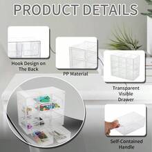 Caja de cajones apilable u2013 Caja de almacenamiento con 12 cajones u2013 Organizador de cajn de escritorio u2013 Caja de almacenamiento de plstico cajones para accesorios, oficina, costura, manualidades - Cuadrícula de 12 campos - Ver 5