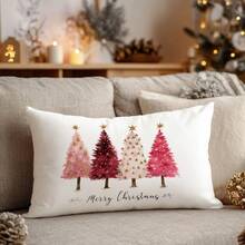 1 pieza Funda de almohada de árbol de Navidad minimalista, material de terciopelo melocotón impreso por un solo lado, funda de cojín de 30*50cm/40*60cm adecuada para decoración de otoño, decoración moderna de sala de estar y sofá, decoración de fiesta, regalo