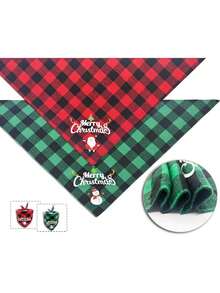 1 قطعة - وشاح رأس للكلاب بطبعة شطرنج كلاسيكية لعيد الميلاد، وشاح مثلث للحيوانات الأليفة، مناسب للكلاب متوسطة وكبيرة الحجم، بطبعات بابا نويل والرجل الثلجي على طبعة شطرنج كلاسيكية