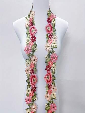 90cm Length Handmade Embroidered Lace Trim, Hollow Out Sewing Accessory Suitable For Sofa, Curtain, Clothing Collar, Cuff, Skirt Hem, Craft Decoration