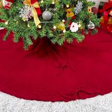 1pc 24/36/48 Inch Bowknot Christmas Tree Skirt, Burgundy/White, Christmas Tree Base Decoration, Create Holiday Atmosphere, Suitable For Christmas Decoration, Holiday Decoration And Home Decor - Multicolor - View 5
