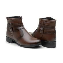 Women's Ankle Boot Short Shaft Zipper Closure Low Heel Luxury - 鏽棕色 - 查看 3