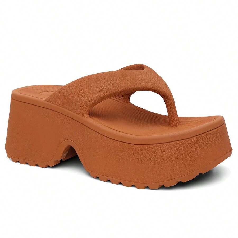 Women's Flip Flops, Clogs, Cloud Sandal, High Sole Platform - 駝色 - 查看 1