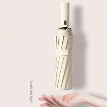 Paraguas Automático de Alta Calidad con 24 Varillas - Protección Dual para Sol y Lluvia, Compacto y a Prueba de Viento con Doble Capa de Nylon & Recubrimiento de Goma Negra, Diseño Plegable Duradero para Todo Clima, Accesorio Minimalista - Verde - Ver 6