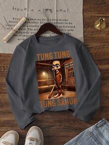 3pcs Boys Casual Cartoon Print Crew Neck Long Sleeve T-Shirts, Autumn Student Youth Clothing - Eye-Catching Long Sleeve Tops Will Definitely Make Kids Smile