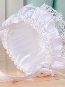 1 pezzo Cestino floreale bianco, cestino portapetali da sposa con fiocco in tessuto di pizzo, decorazione romantica e moderna per matrimoni, feste e utilizzo quotidiano, accessorio per danza