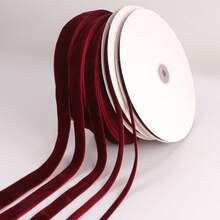 1卷50码单面深红色植绒丝带，彩色植绒丝带，植绒缎带，植绒丝带，适用于蝴蝶结、圣诞树、橱柜、圣诞节装饰、情人节邀请函装饰（由于手工测量，长度可能略有不同）