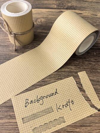 1 Rotolo di nastro di carta kraft a quadri, scrivibile per fai-da-te, scrapbooking e decorazione