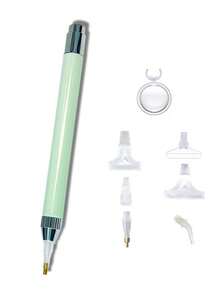 Glowing Diamond Brush With Magnifying Glass And 5 Shapes Of Pen Tips, Multi-Function DIY Hand Tools, Ergonomic Grip Design, Plastic/Aluminum Alloy Material, A Variety Of Colors To Choose From