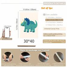 1 gerahmtes/Leinwand Wandkunst, Dinosaurier Tier Thema Dekoration. Badezimmer Wanddekoration. Themen Poster, Schlafzimmer Dekoration, Raumdekoration, Heimdekoration, Ornamente, Winterdekoration für Zuhause, Wanddekoration. Geeignet für Kinderzimmer, Kinderzimmer, Jungen- und Mädchen-Partyräume, Kita-Klassenzimmer Dekoration, wasserfestes Material. Kopfteil Dekorative Tapete, Party Deko Geschenke. Badezimmer Wanddekoration.