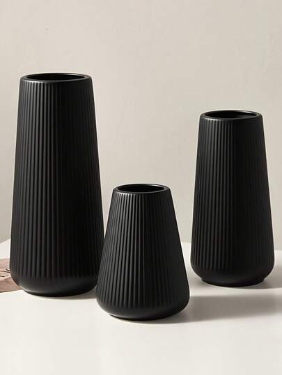 Pieces Sc inavian Unbreakable Vase Set Textured Plastic Tafel Zwart Wit Home Ornaments, Minimalist Artificial Bloemen Centrepiece Room Flower Glass view 6