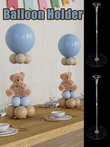 10 件透明亚克力桌面气球支架套件，27.5 英寸气球棒支架带底座，适用于桌面中心派对装饰、迎婴派对、性别揭晓仪式、圣诞派对装饰架（不含气球） - 彩色 - 查看 1