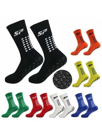 Multi Colored Football, Basketball, And Cycling Socks, Available In Six Colors Including Yellow, Red, Blue, White, Black, And Green. Six Pairs Of Men's Calf Sports Socks Are Available In Designated Medium Sizes To Increase Grip, Shock Resistance, Comfort, And Breathability. They Are Suitable For Outdoor Sports Such As Cycling, Basketball Training, And Running. Men's Sock Size EU38-45