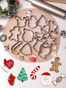 12/6/1pc Christmas Series Baking Tool Set, Christmas Cookie Cutting Molds, Diy Cake Baking Tools, Reindeer, Bells, Christmas Socks, Snowflakes, Gloves, Gingerbread Man, Candy Cane, Christmas Tree, Santa Claus, Snowman Shaped Cookie Cutting Molds, Fun Christmas Party Supplies, Festival And Party Supplies