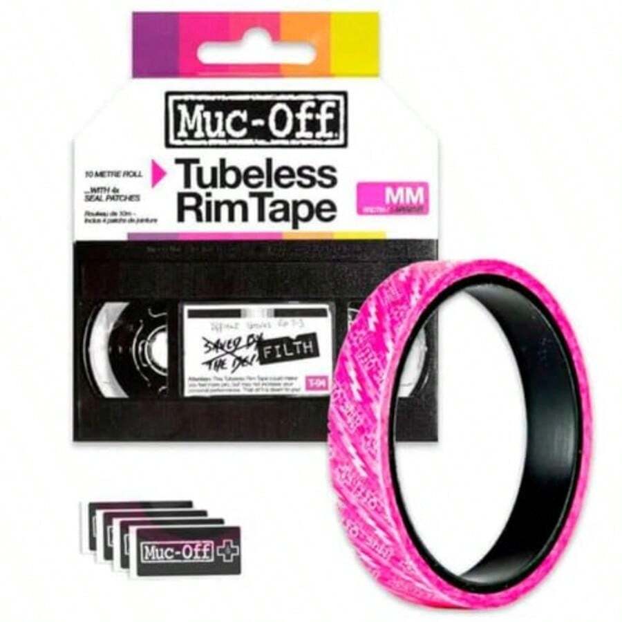 MucOff Tubeless Rim Tape 28mm Adhesive Bike Tire Liner Tubeless Tape For MTB/Road/Gravel Bikes Tubeless Kit Including 10m Roll Of Bike Tape - 粉色 - 查看 1
