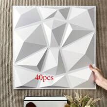 1片/10片/20片/30片/40片/50片装 钻石图案装饰3D墙板，3D砖纹墙板，阻燃装饰，30厘米 x 30厘米，哑光白/黑，DIY家居装饰墙贴，适用于接待区、摄影工作室和室内设计