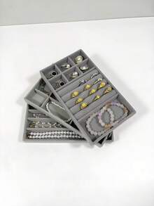 9pcs Gray Jewelry Tray, Multi-Compartment Jewelry Tray, Ring And Necklace Storage Tray, Rectangular Jewelry Storage Container, Jewelry Display Tray, Drawer Divider Storage Tray, Small Item Storage Organizer