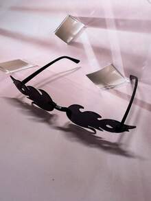 1 对 Y2K 音乐节狂欢派对火焰形多色渐变糖果色复古时髦时尚眼镜，适合海滩配饰眼镜，适合夏季海滩度假、户外、旅行 - 深灰色 - 查看 6