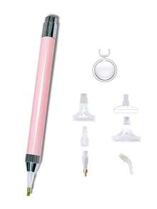 Glowing Diamond Brush With Magnifying Glass And 5 Shapes Of Pen Tips, Multi-Function DIY Hand Tools, Ergonomic Grip Design, Plastic/Aluminum Alloy Material, A Variety Of Colors To Choose From