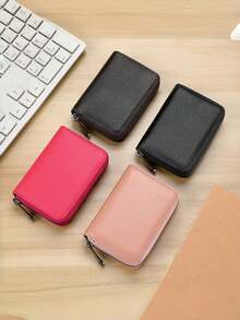 Bolsa de Cartão Sanfonada de Grande Capacidade para Homens, Uma Carteira Mini Essencial para o Transporte Diário, Bolsa de Cartão com Zíper Ultrafino com Bolso para Moedas, Múltiplos Slots para Cartões, Manga para Cartões de Grande Capacidade, Construção Simples e Elegante, Feita de Couro PU Comercial, Com Design de Textura Simples, Múltiplos Slots e Mangas Ultrafinas para Cartão de Crédito e Carteira de Identidade, Design de Zíper Durável, Adequado para Uso Diário por Homens e Mulheres, e Um Presente Ideal para as Pessoas.