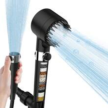 FEELSO Shower Head With Filter Handheld  - High Pressure Power Wash For Pets & Adults, 5-Setting Massage Spray With 60" Hose, ON/OFF Switch, Easy Install Low Flow Shower Head - màu đen - Xem 8