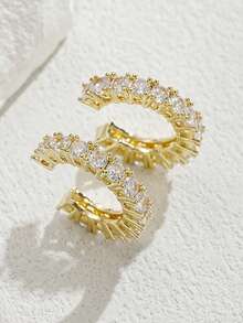 2 buc cercei eleganți în formă de C geometric, cu clips, pentru femei, cercei falși, bijuterii fără piercing, potriviți pentru purtare zilnică, cadouri, petrecere, Crăciun, Ziua Îndrăgostiților, Ziua Mamei