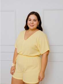 Elegant Casual Romper With Tie Back – Comfort And Style In One Piece - Yellow - View 5
