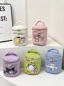 Sanrio 1 szt. Sanrio New Cartoon Kuromi Duża pojemność wiaderko do makijażu Przenośna torba na drobne w kształcie serca dla dziewczynek Torba do przechowywania kosmetyków