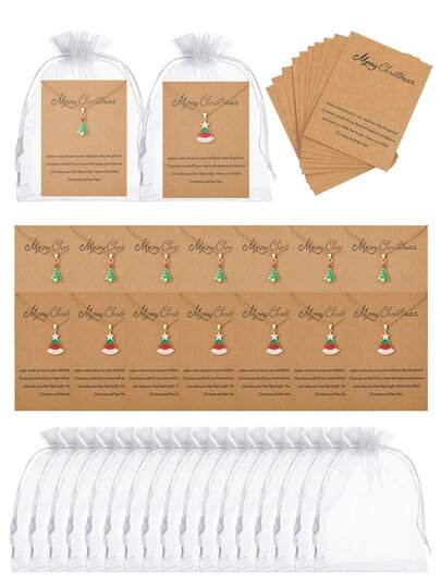 مجموعة هدايا قلادة سلسلة عظم الترقوة بشكل شجرة الميلاد 12/3 قطع، مجموعة هدايا لتجمع العائلة. مجموعة هدايا عيد الميلاد، هدية صغيرة للأصدقاء/أفضل الأصدقاء، مجموعة هدايا DIY يدوية، مجموعة هدايا عيد الميلاد، مناسبة لعيد الميلاد وتجمعات العائلة والاحتفالات