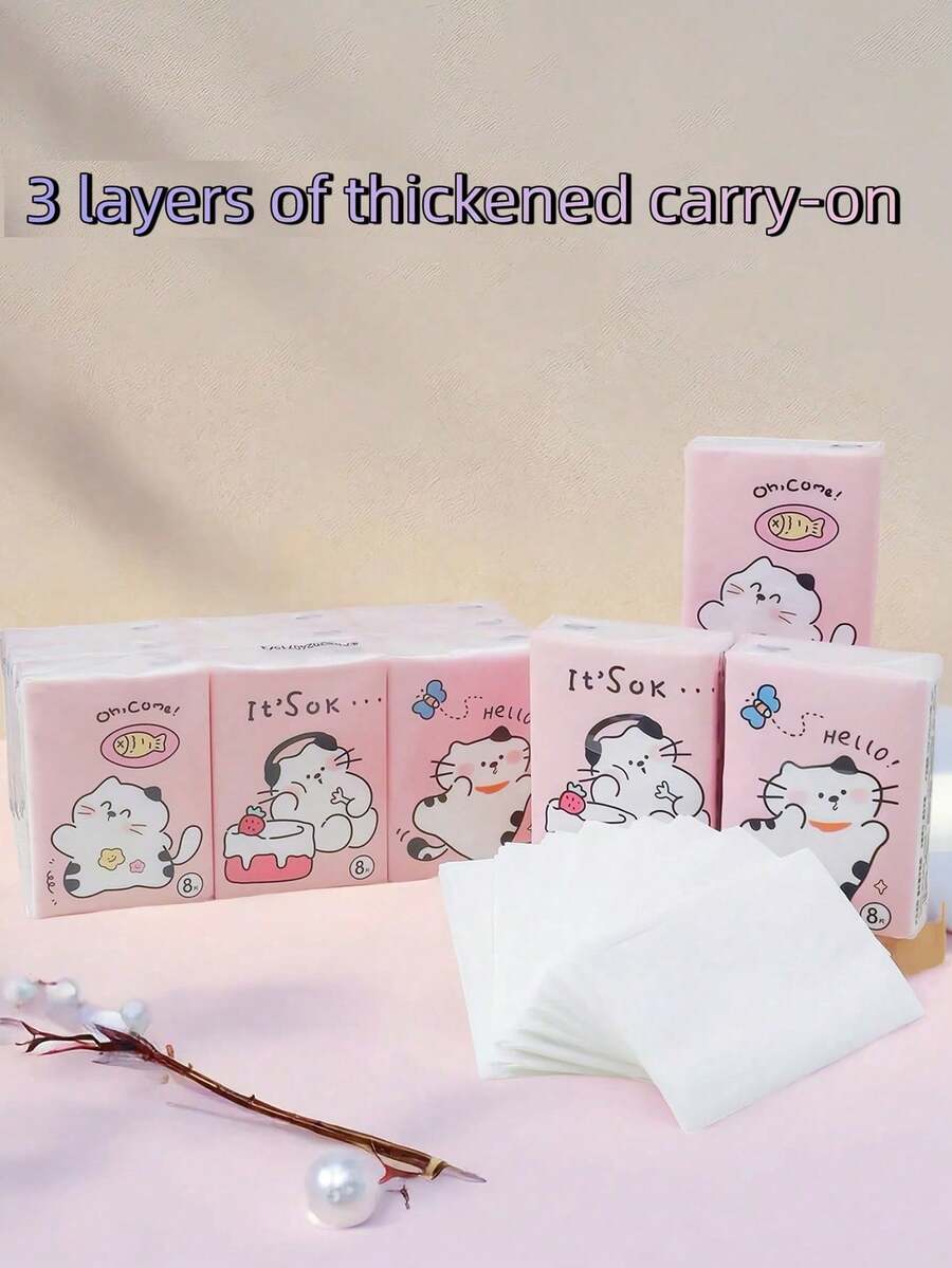 144 buc/72 buc/24 buc/8 buc batiste de hârtie cu model de desene animate, portabile, pachet mic de prosoape de hârtie, batistă de hârtie, prosoape de hârtie speciale pentru studenți, 8 prosoape de hârtie per pachet, 3 straturi de prosoape de hârtie îngroșate, șervețele, șervețele faciale, hârtie de împachetat de uz casnic. Potrivit pentru picnicuri în aer liber, dormitoare de familie, băi, birouri, produse de curățenie pentru restaurante, produse de nuntă, produse pentru petreceri.