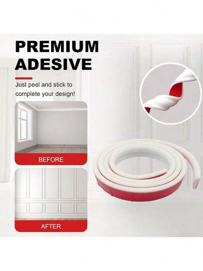1 Roll 2M/78.74in Self-Adhesive PVC Decorative Trim | Flexible & Bendable, Suitable For Walls, Floors, Cabinets, European Home Decor, Floor Decoration | Easy To Install Molded Wall & Floor Decor