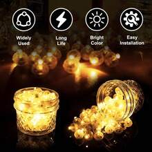 130/60/30pcs Mini Lights,Long Standby Time Waterproof LED Balloon Light,Battery Powered,Ball Lamp For Balloon Paper Lantern Birthday Party Christmas Halloween (Warm) - 暖黃色 - 查看 3