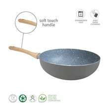 HUDSON BEST KITCHENWARE HUDSON Wok antiadherente de aluminio de 4.1 cuartos de galón color gris granito - como en la foto - Ver 4