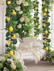 1/3 piezas Decoración navideña artificial Planta de vid de limón con hojas verdes, material de fibra de poliéster, 63 cm/24.8 pulgadas, planta artificial, flor artificial, decoración de habitación, decoración de mesa, decoración de jardín, suministros de decoración de habitación, decoración de restaurante, decoración de cuatro estaciones, decoración de temporada de bodas, decoración de temporada de graduación, decoración del hogar.