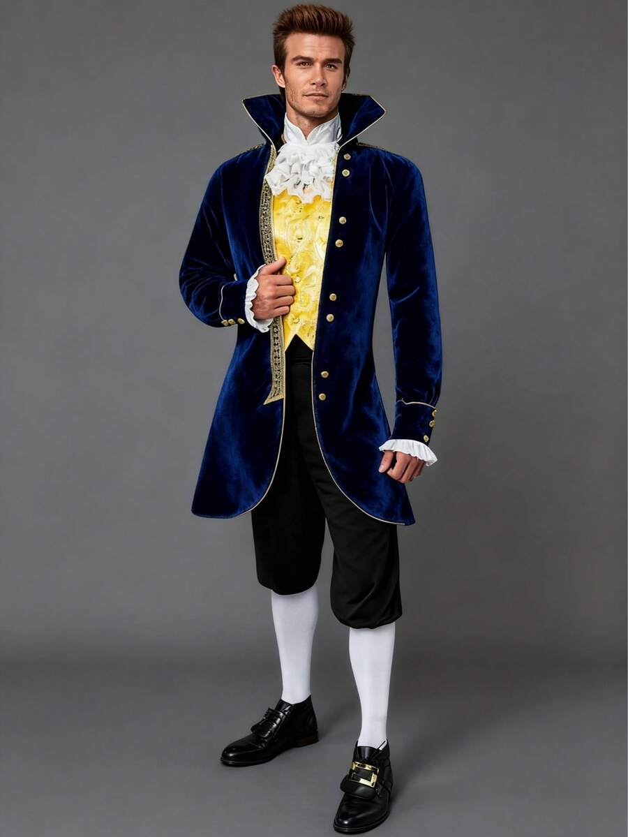 Joyfy Halloween Men Aristocrat Costumes, Aristocrat Costume For Adult Men, Halloween Costumes Dress Up Party, Aristocrat Costume, 1800s Costume Men, Role Play - Blue - View 1