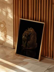 1pc Unframed Leopard Print Wall Decor With Martini Glass - Gorgeous Cheetah Print For Living Room, Girly Wall Decor, Gift For Women, Wanddeko Affiche Style Poster