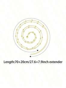 1pc Versatile Minimalist Round Bead Waist Chain, Fashionable Copper Round Beads Layered Body Chain Women, Summer Beach Party Small - Bạc - Xem 7