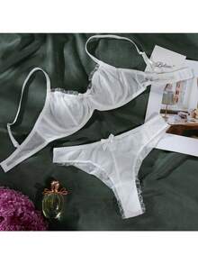 Sexy Thin Perspective Two-Piece Set, Female - trắng - Xem 2