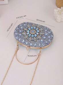 One Pcs Gold Rhinestone Sunflower Evening Bag.Women's Clutch For Party, Club, Wedding. Valentine's Day Gift Love Holiday Date Rhinestone Women Luxury Clutch Evening Bag Wedding Crystal Ladies Cell Phone Pocket Purse Female Wallet For Party Quality Gift, Elegant Prom Bag - Màu xanh nhạt - Xem 5