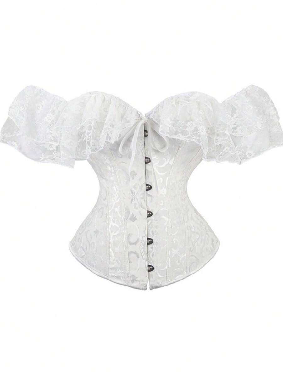 1pc Women Corset Body Shaper, Palace Style - White - View 1