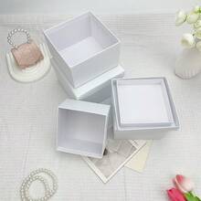 4pcs Square Gift Box Set, Solid Red, Blue, Black, White Simple Style, Bedroom & Living Room Decor, Stackable, DIY, Storage For Small Accessories, Suitable For Valentine's Day, Wedding, Birthday, Party, Holiday, Daily Use - Multicolor - View 8
