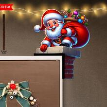 1pc Vintage Wooden Christmas Corner Decor - Santa Claus With Reindeer And Snowman Door Frame Decoration, Suitable For Indoor, Living Room, Bedroom, Office - No Electricity Needed, Ideal For Christmas Gifts And Seasonal Decor, Christmas Decoration Accessory