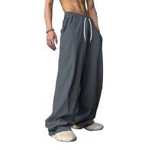 WZIKAI Men's Baggy Sweatpants Elastic Waist Drawstring Wide Leg Sweatpants Casual Loose Baggy Joggers With Pockets{"Size_name":"Large","Color_name":"DarkGrey"} - 深灰色 - 查看 3