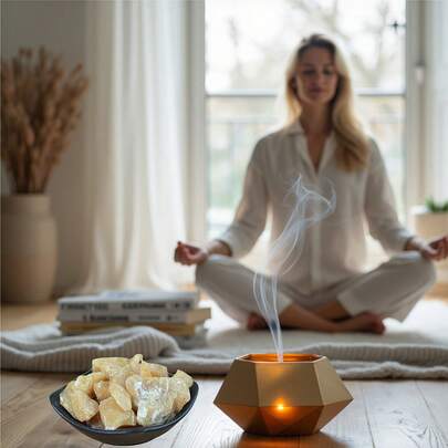 32/55g Resina de benjuí natural pura, incienso natural, fragancia única, aroma natural fresco y duradero, crea un ambiente natural y cómodo, adecuado para yoga, meditación, al aire libre, oficina y hogar, aplicable para el Día de San Valentín, Día de la Independencia, Halloween, temporada de graduación y varios festivales