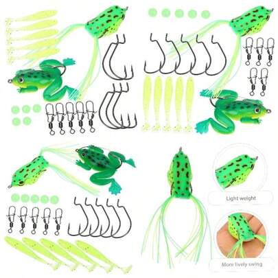 Set De Cebo De Luya Seuelos De Pesca Bajo Manivela Agua Dulce Equipo De Cebo De Pesca para Juego De Seuelos De Pesca Vistoso Kits De Pesca Juegos De Seuelos El Plastico